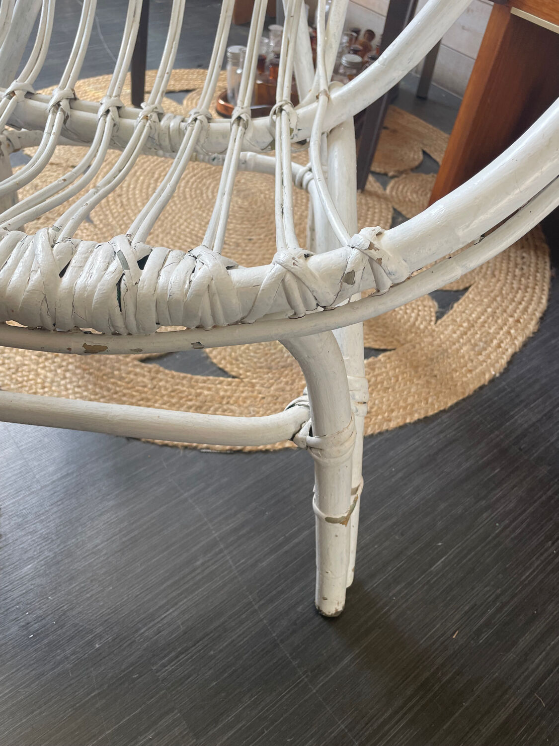 White rattan armchair