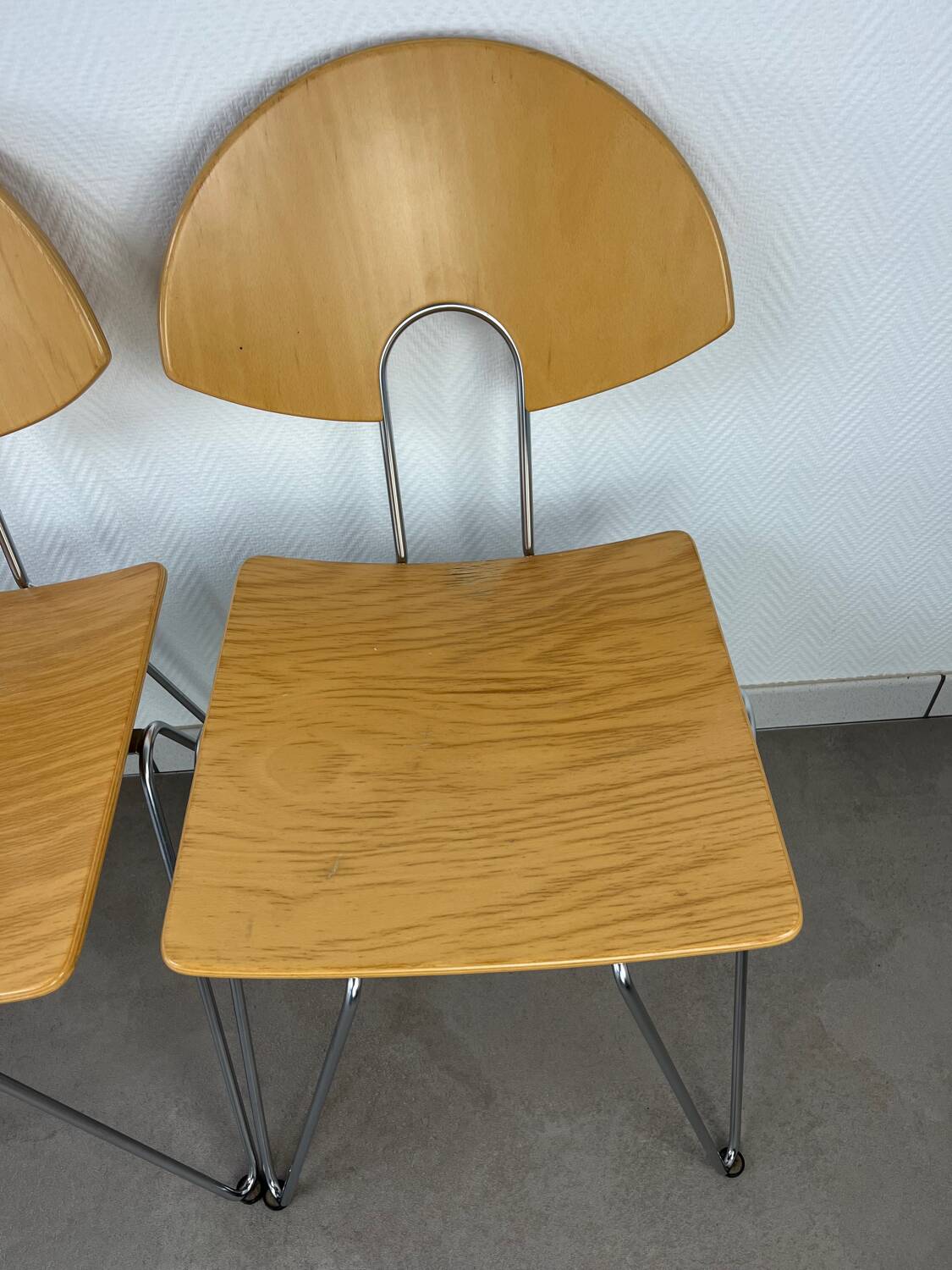 6 Mikado chairs 1800, stackable, design by Walter Leeman for Kusck&co.