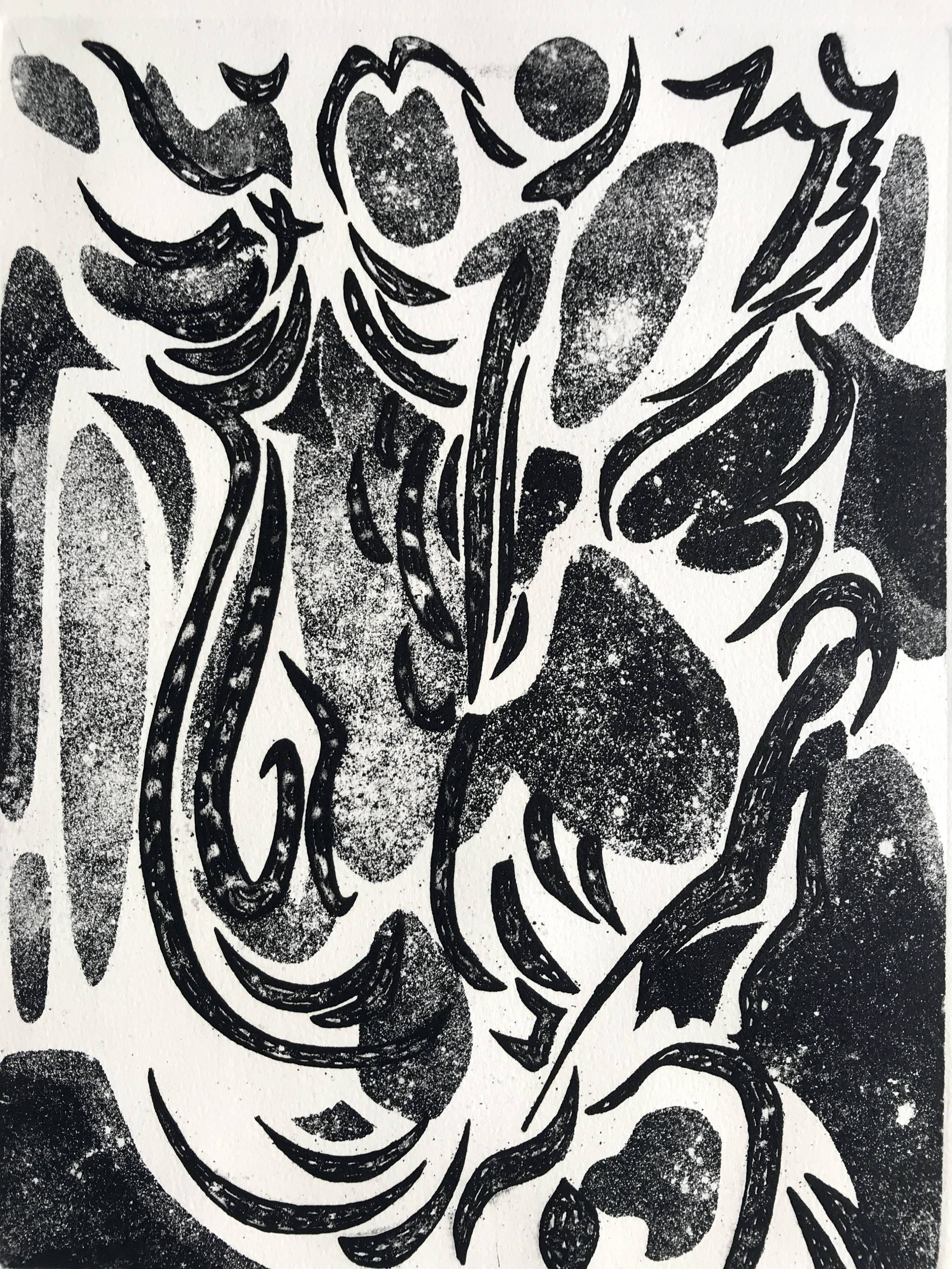 Nicole quétin, the grass lights up its lights, c. 1990. etching signed in pencil