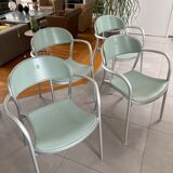 4 chaises chrome/vert