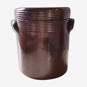 Old candied pot or varnished sandstone pickle jar