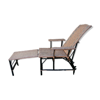 Chaise longue en rotin début XX ème