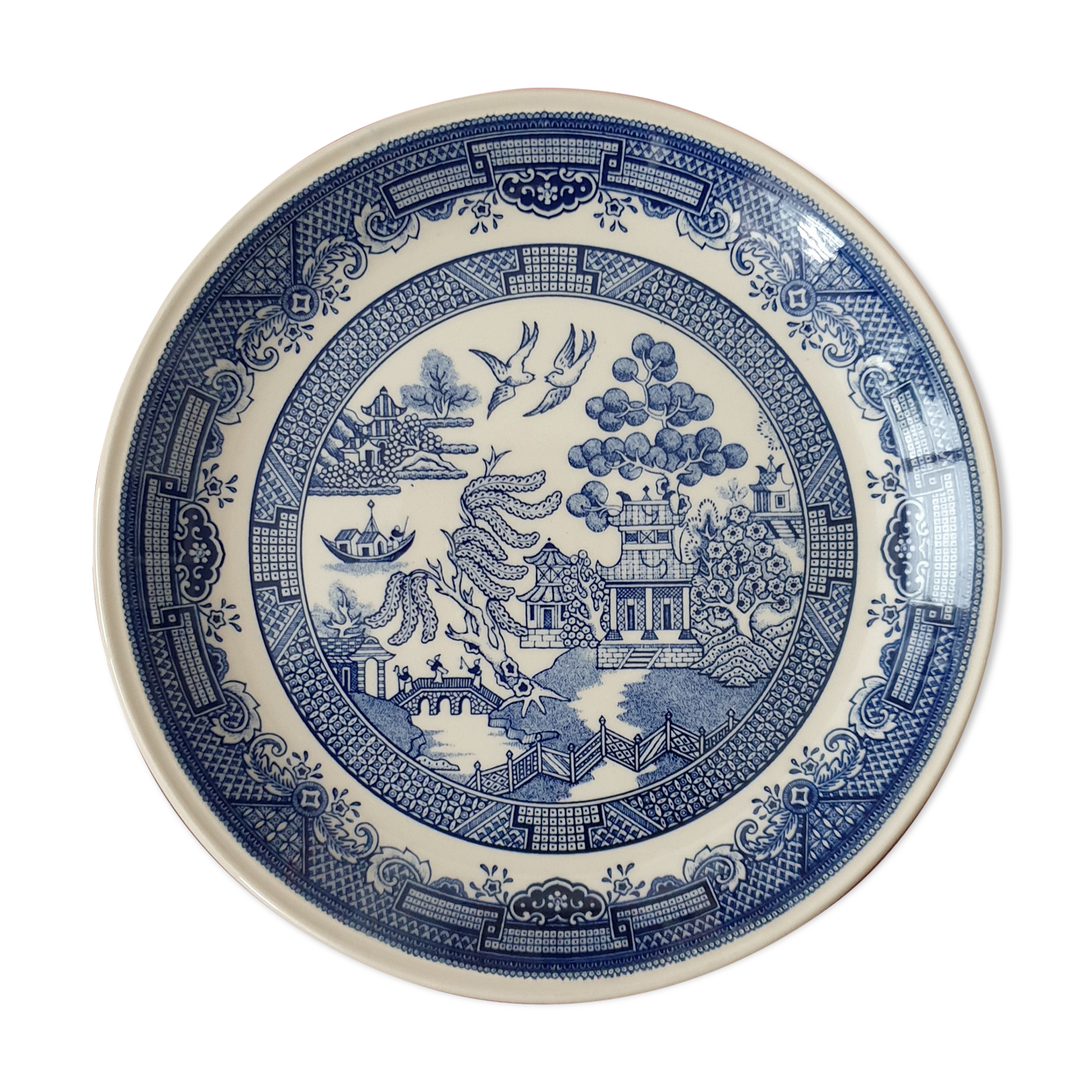 6 vintage english plates stafford shire asian pattern