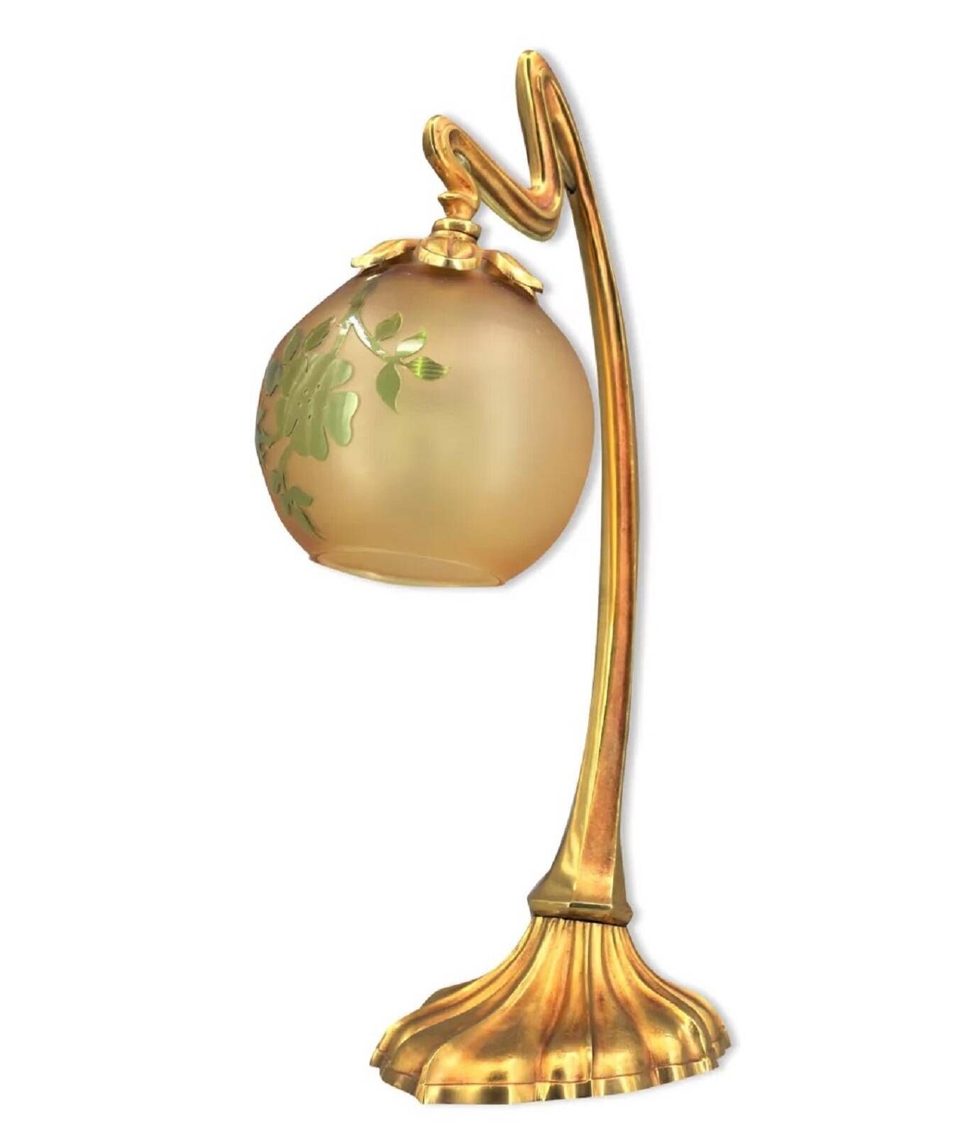 Romantic art-nouveau lamp in glass paste Lucien Gau