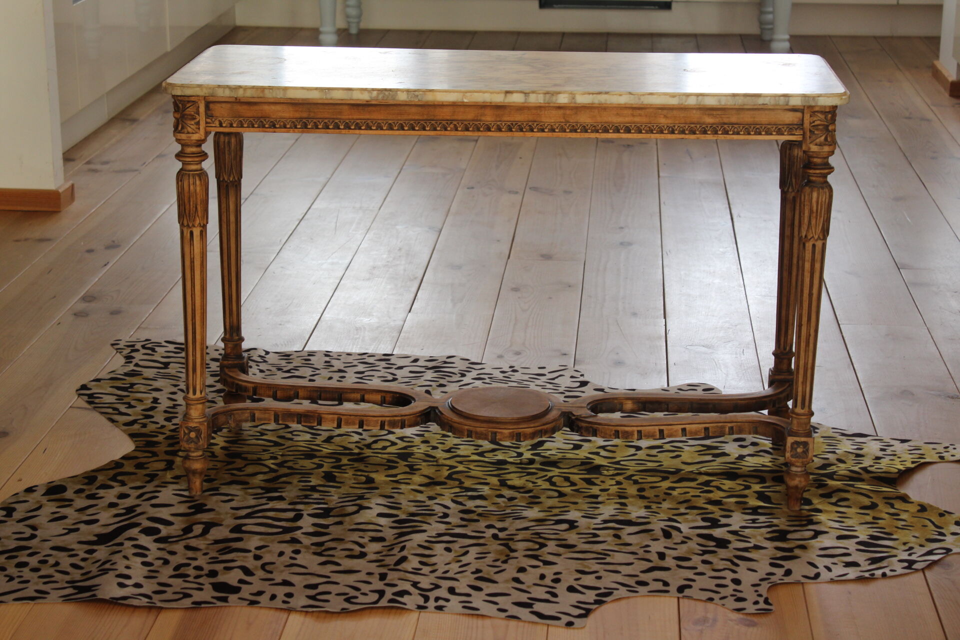 Console old feet wood and marble top