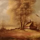 Old oil painting on canvas