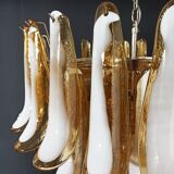 Vintage chandelier 70s italian, 75 petals in murano glass caramel