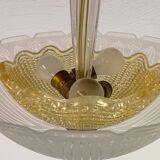 Large Swedish textured glass pendant light Orrefors
