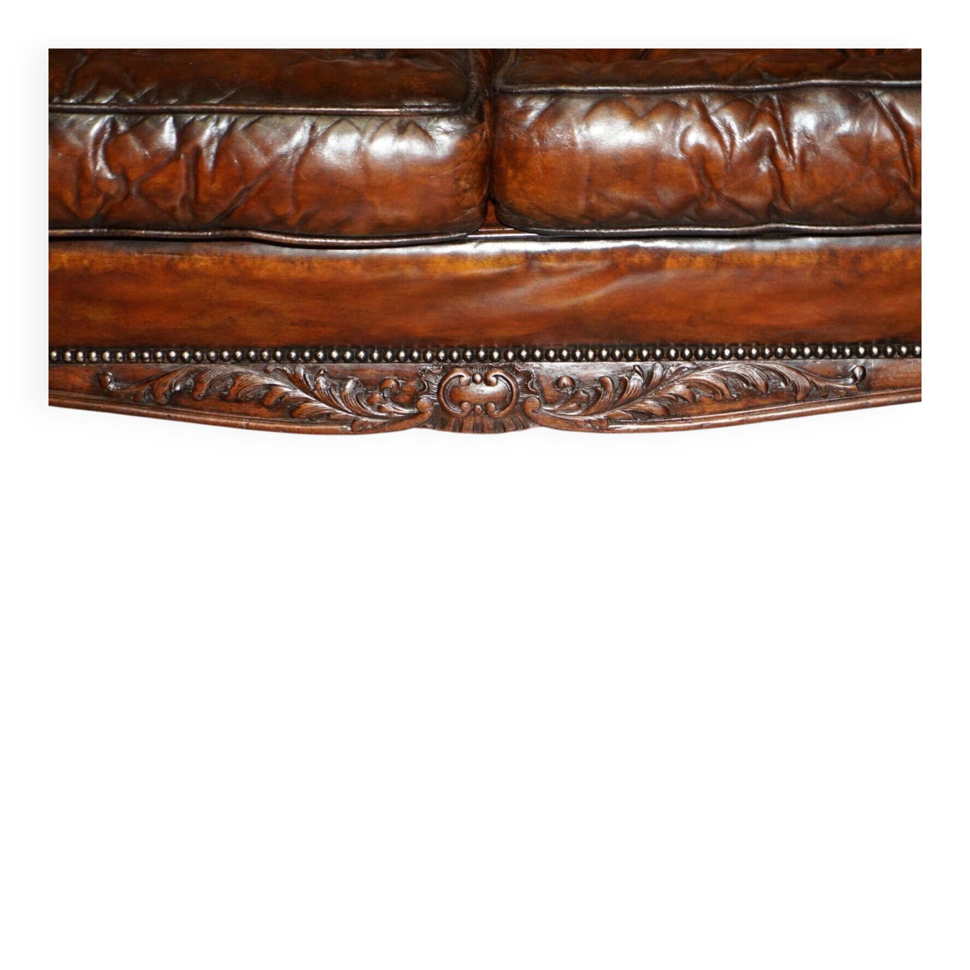 Renovated Victorian Chesterfield Sofa in Leather by Howard & Son