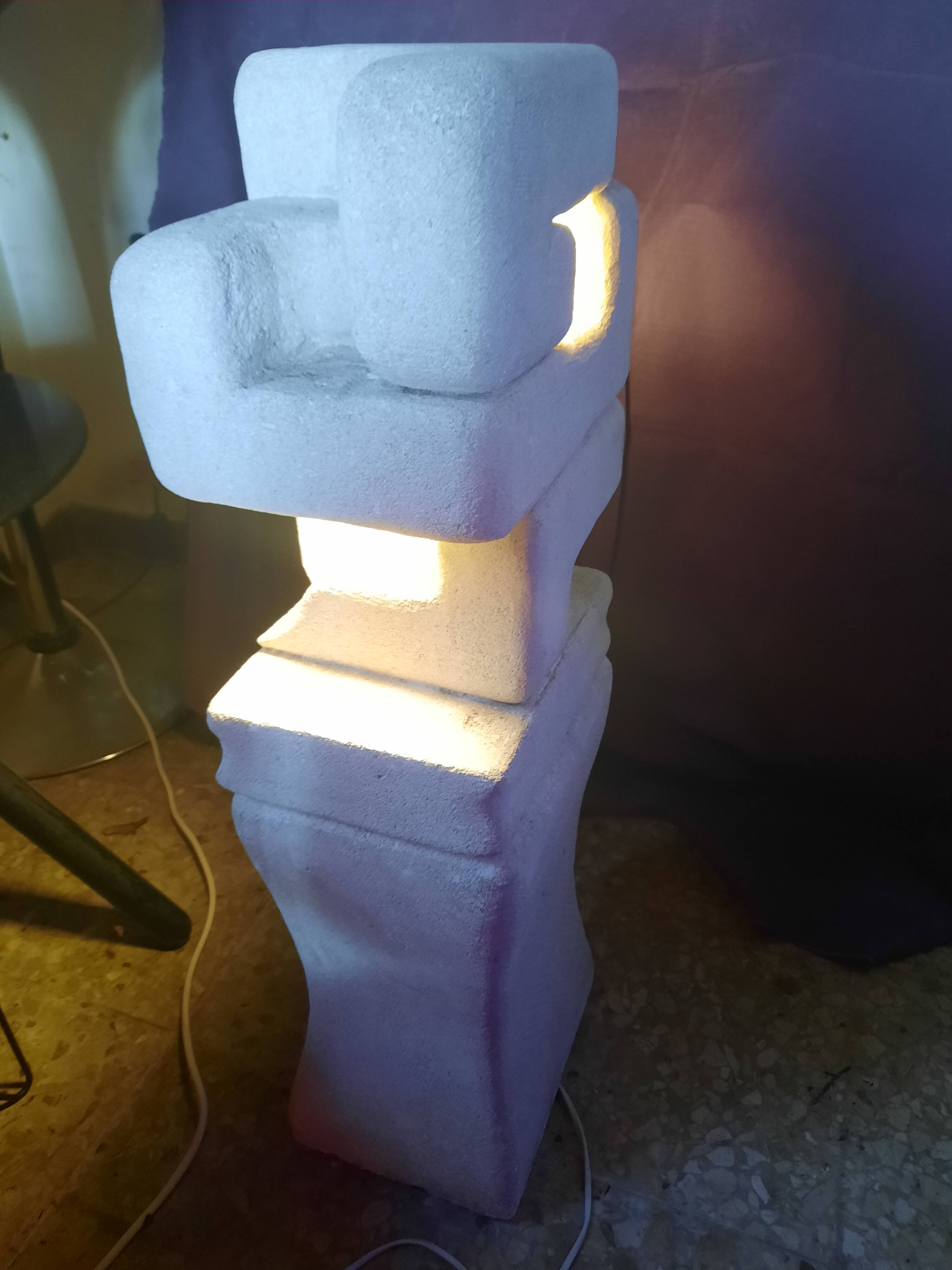 Large stone sculpture lamp