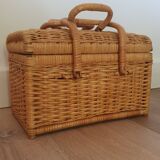Vintage rattan and wicker picnic case - LPR22065