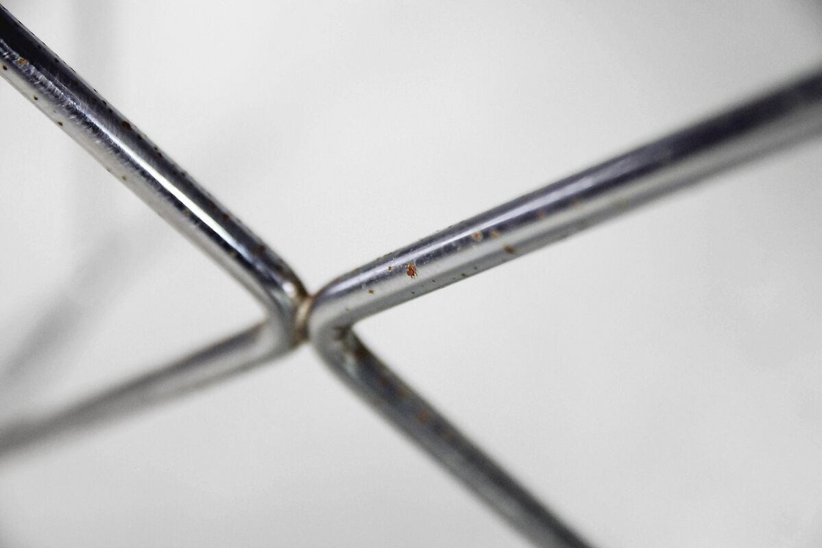 Minimalist Metal X-Line Chairs by Niels Jørgen Haugesen for Hybodan, 1970s, Set of 4