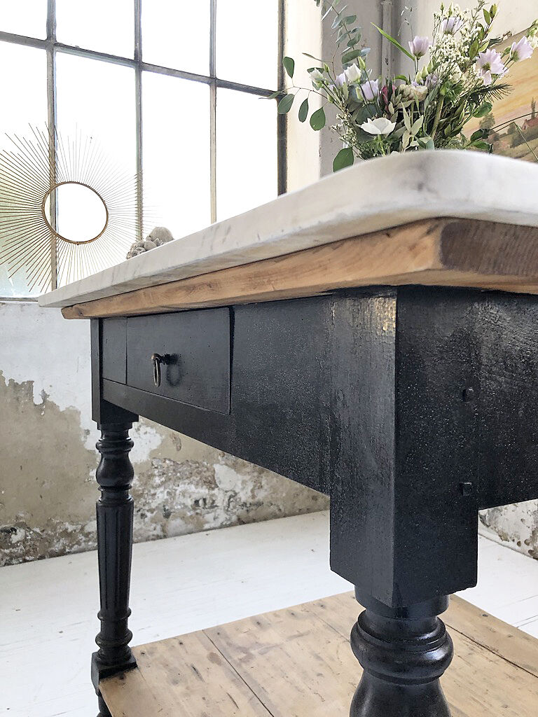 Butcher's table work central island marble