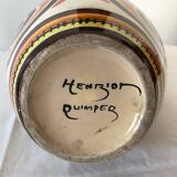 Vase with 2 handles in decorated earthenware signed Henriot Quimper