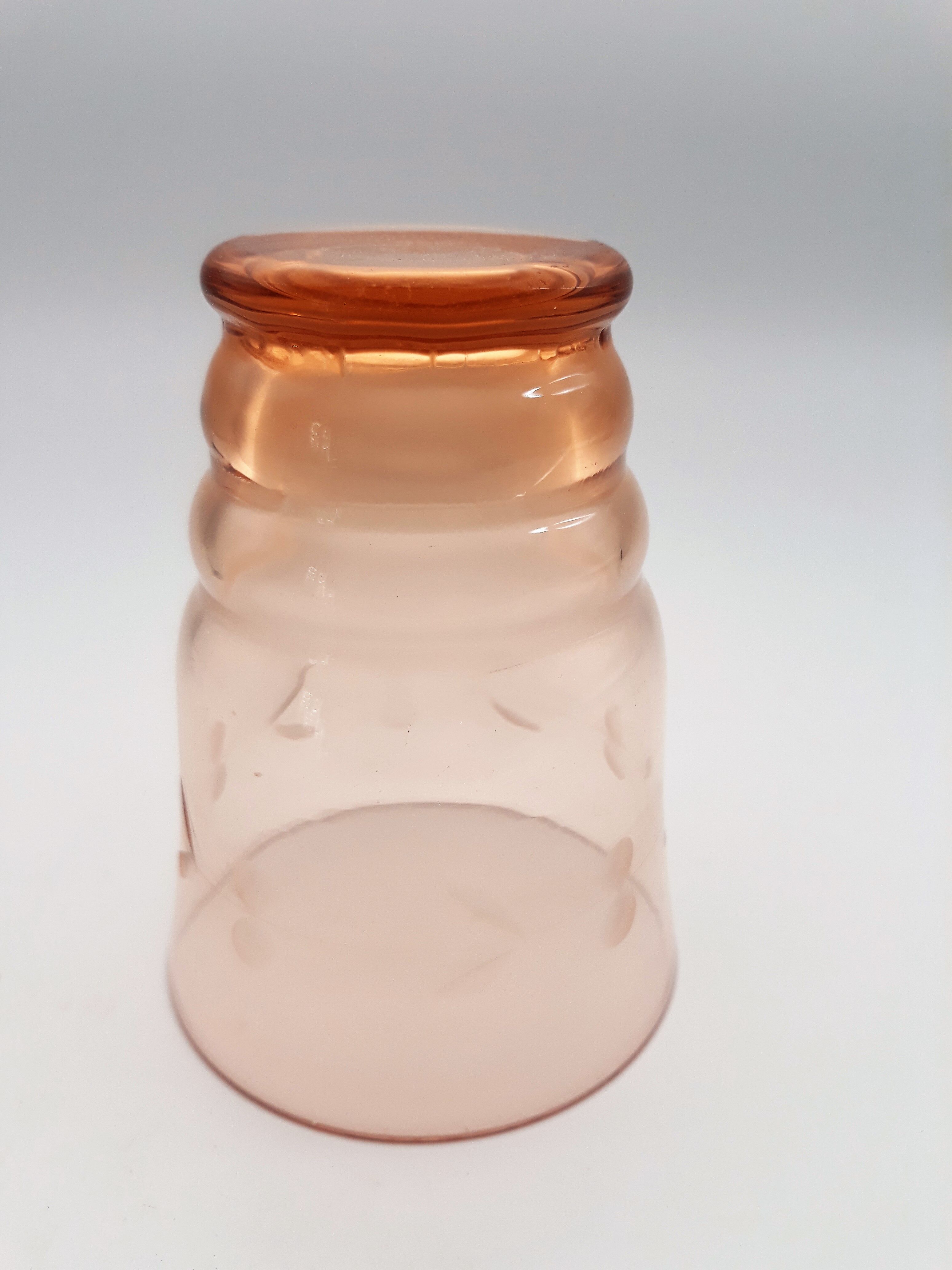 Lot de 5 verres à eau en cristal rose gravé
