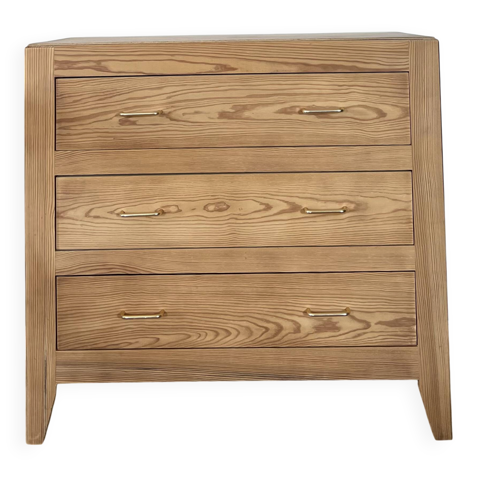 Vintage wooden commode with 3 drawers - tapered legs