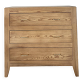 Commode vintage ancienne en bois brut 3 tiroirs - pieds compas