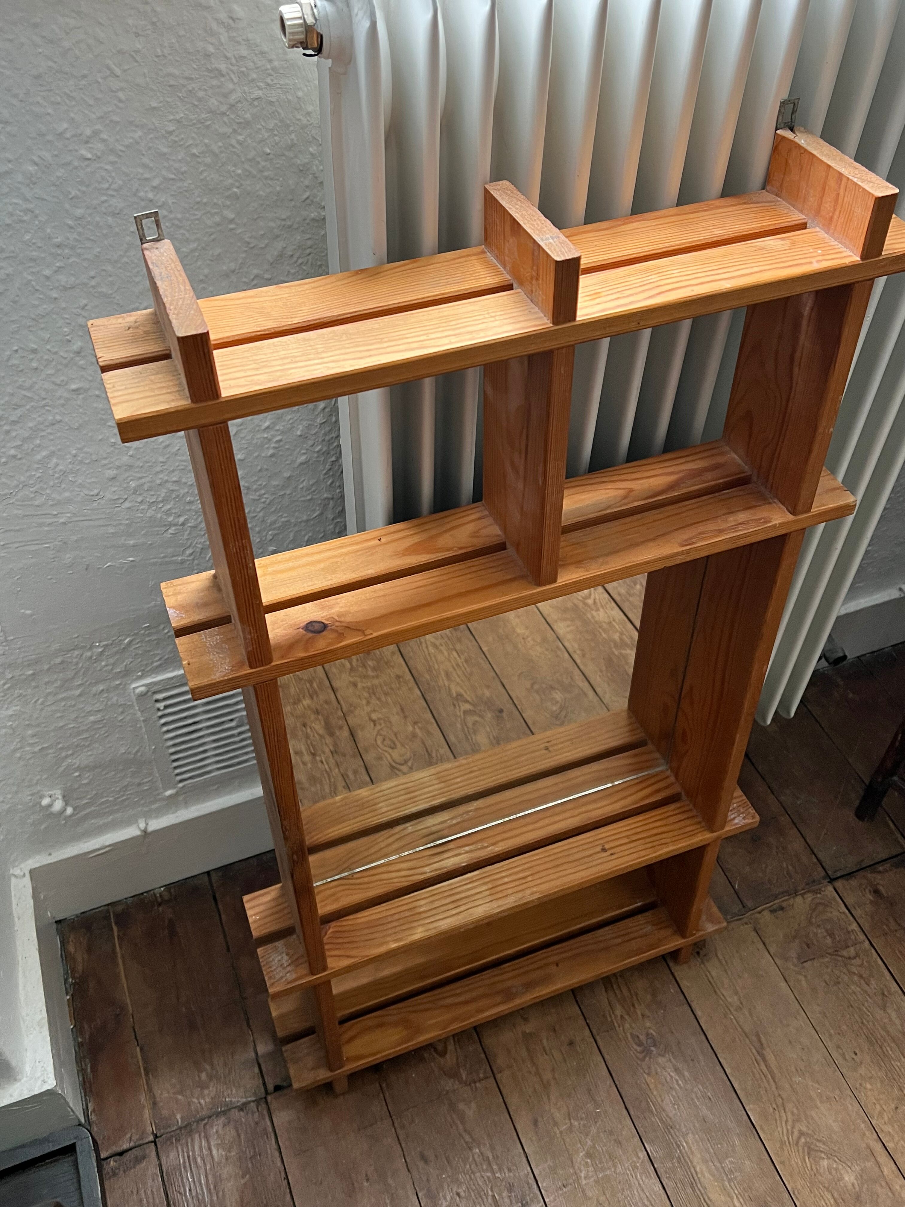 Mirror shelf in blond pine 80s