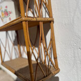 Vintage wall shelf in rattan and caning — 70s bohemian spirit