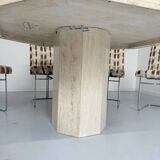 Table de repas en travertin épais design italien des années 70 vintage