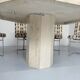 Thick travertine dining table, Italian design from the 70s, vintage
