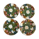 4 old and numbered dessert plates in slurry, strawberry model