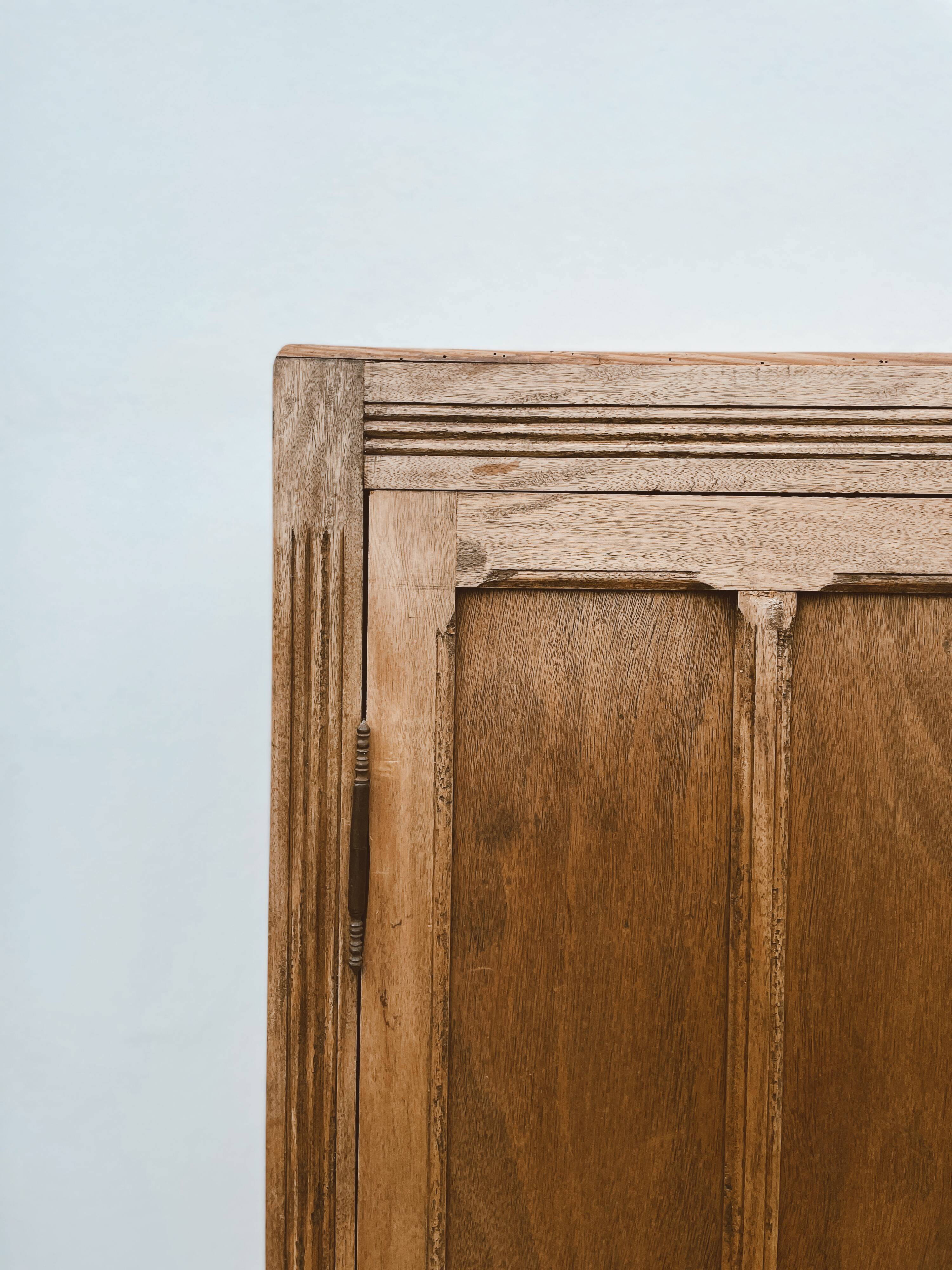 Wardrobe, vintage Parisian wardrobe in raw wood