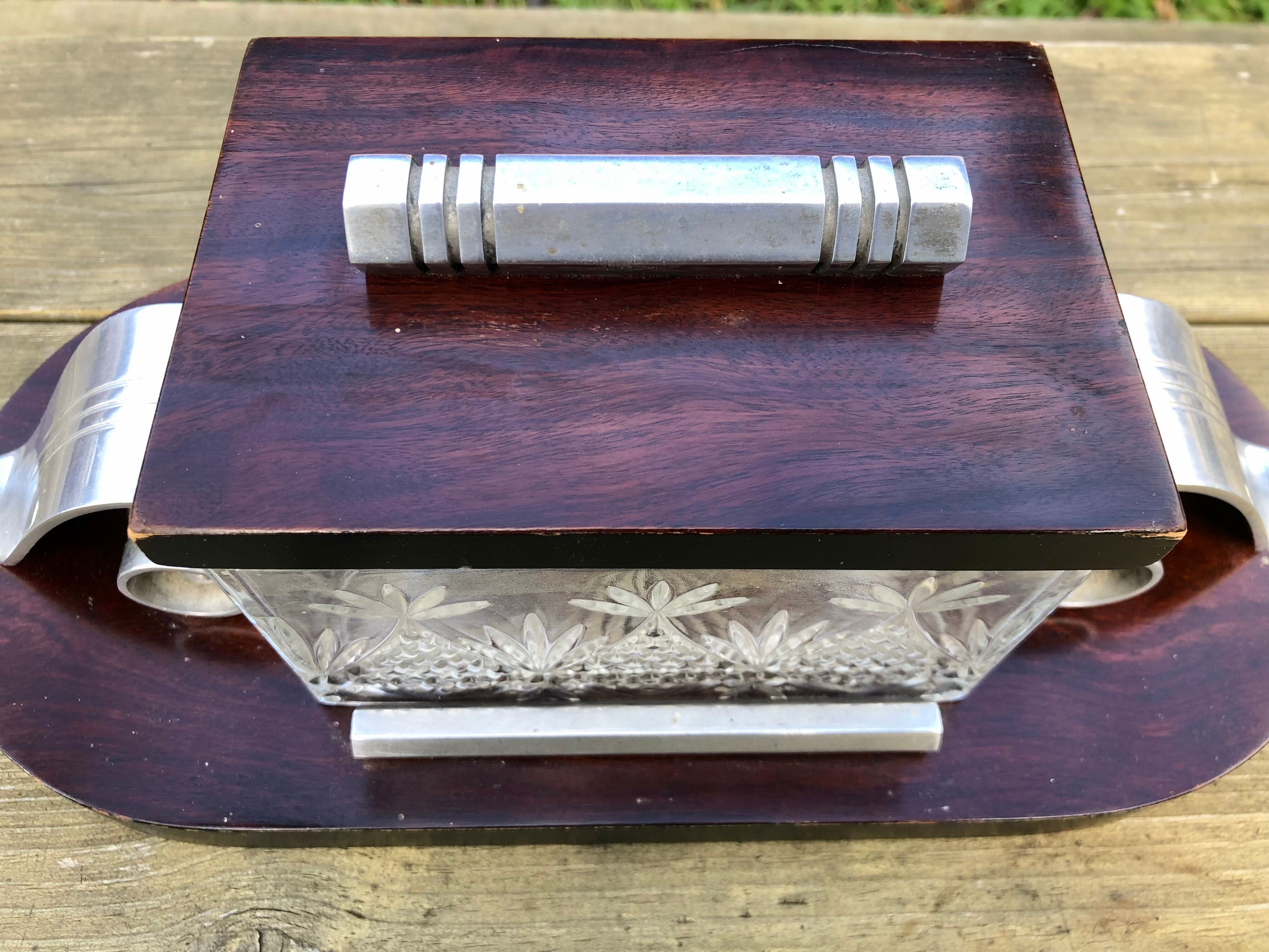Glass box on wooden tray Louis Prodhon