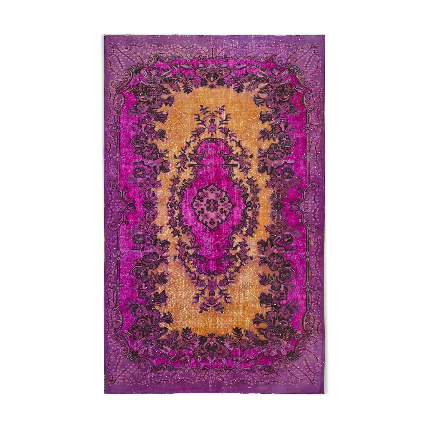 Handmade anatolian 1970s 186 cm x 296 cm purple carpet