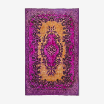 Handmade anatolian 1970s 186 cm x 296 cm purple carpet