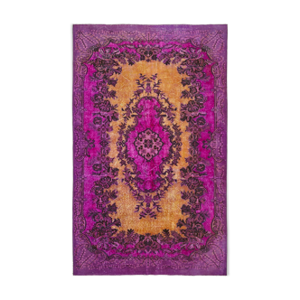Handmade anatolian 1970s 186 cm x 296 cm purple carpet