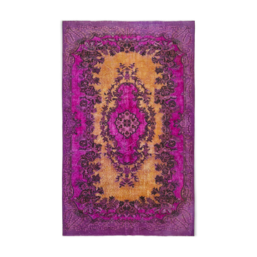 Handmade anatolian 1970s 186 cm x 296 cm purple carpet