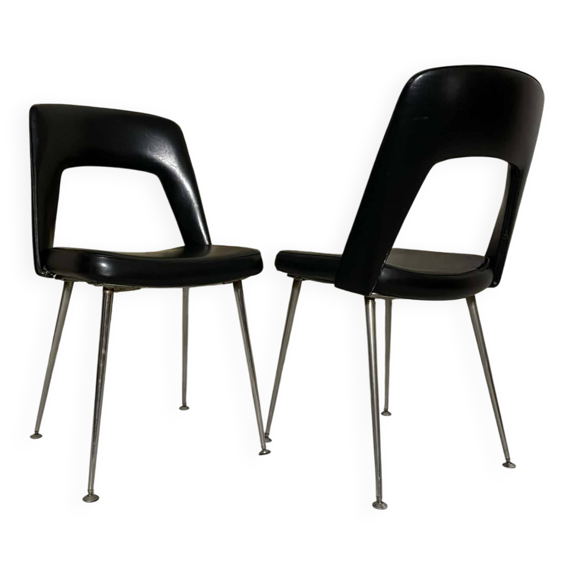 Set of 2 black designer chairs with metal legs – contemporary style