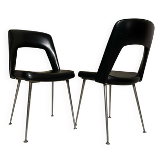 Set of 2 black designer chairs with metal legs – contemporary style