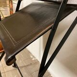 1950s vintage iron folding chairs and leather