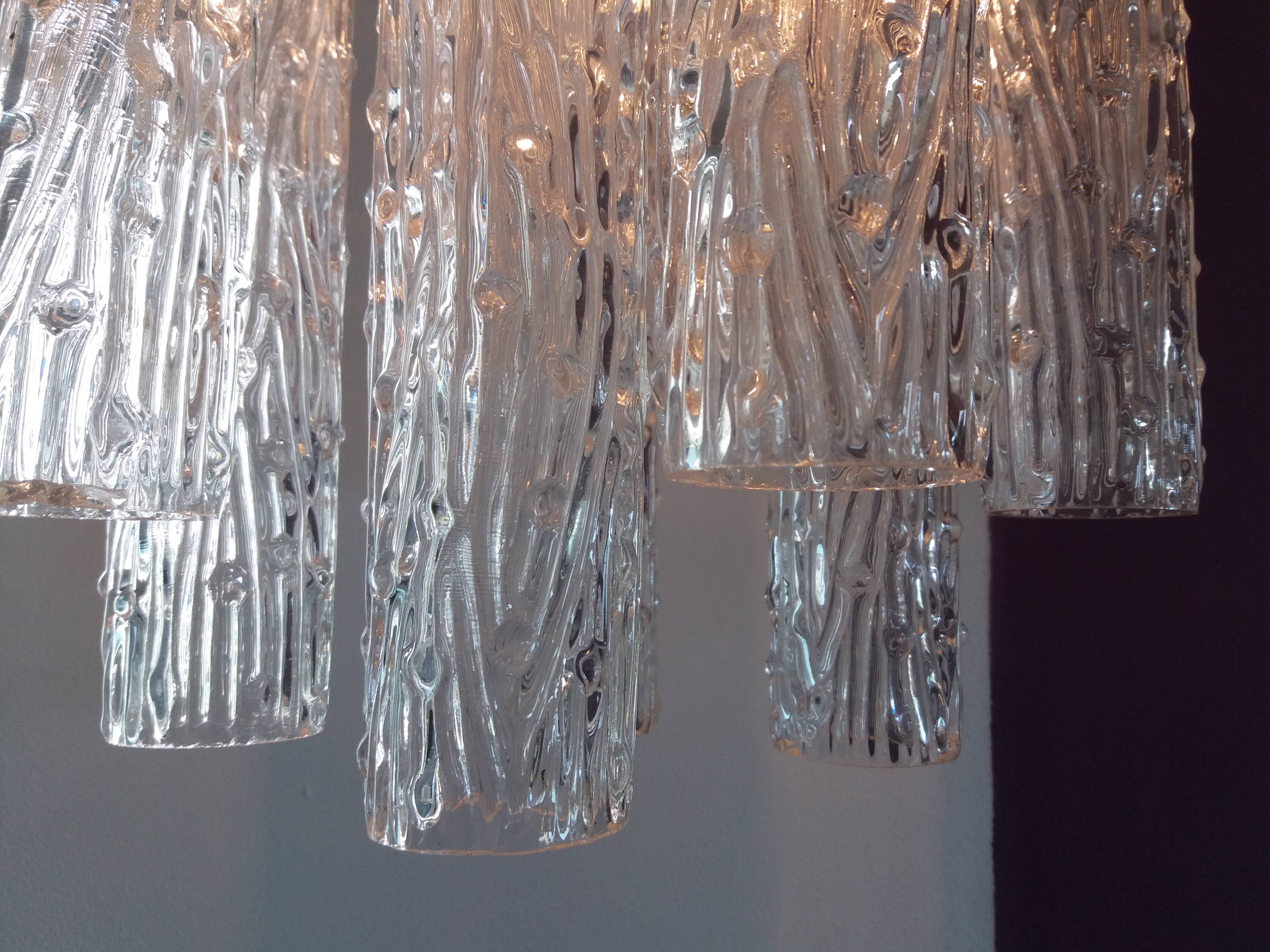 Murano glass chandelier "Tronchi" style 60's Venini style