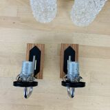 Pair of 1950s wall lights with etched glass tulips.