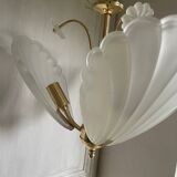 Frosted shell and gilded metal chandelier