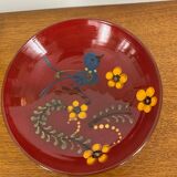 Signed red flower bird cup