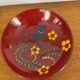 Signed red flower bird cup