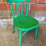Antique Bistrot Chair Baumann Style Turned Wood Green Vintage