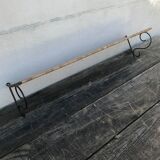 Vintage 1960 wicker wall shelf and wrought iron structure