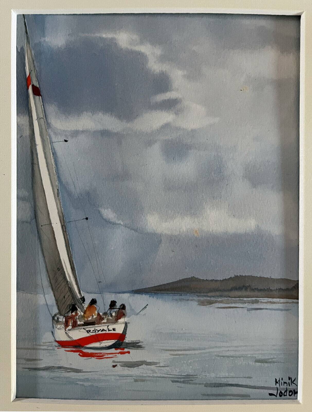 Original watercolor painting by Minik Jodor Marine "Royale" sailing Brittany