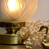 Vintage art deco globe table lamp in frosted glass