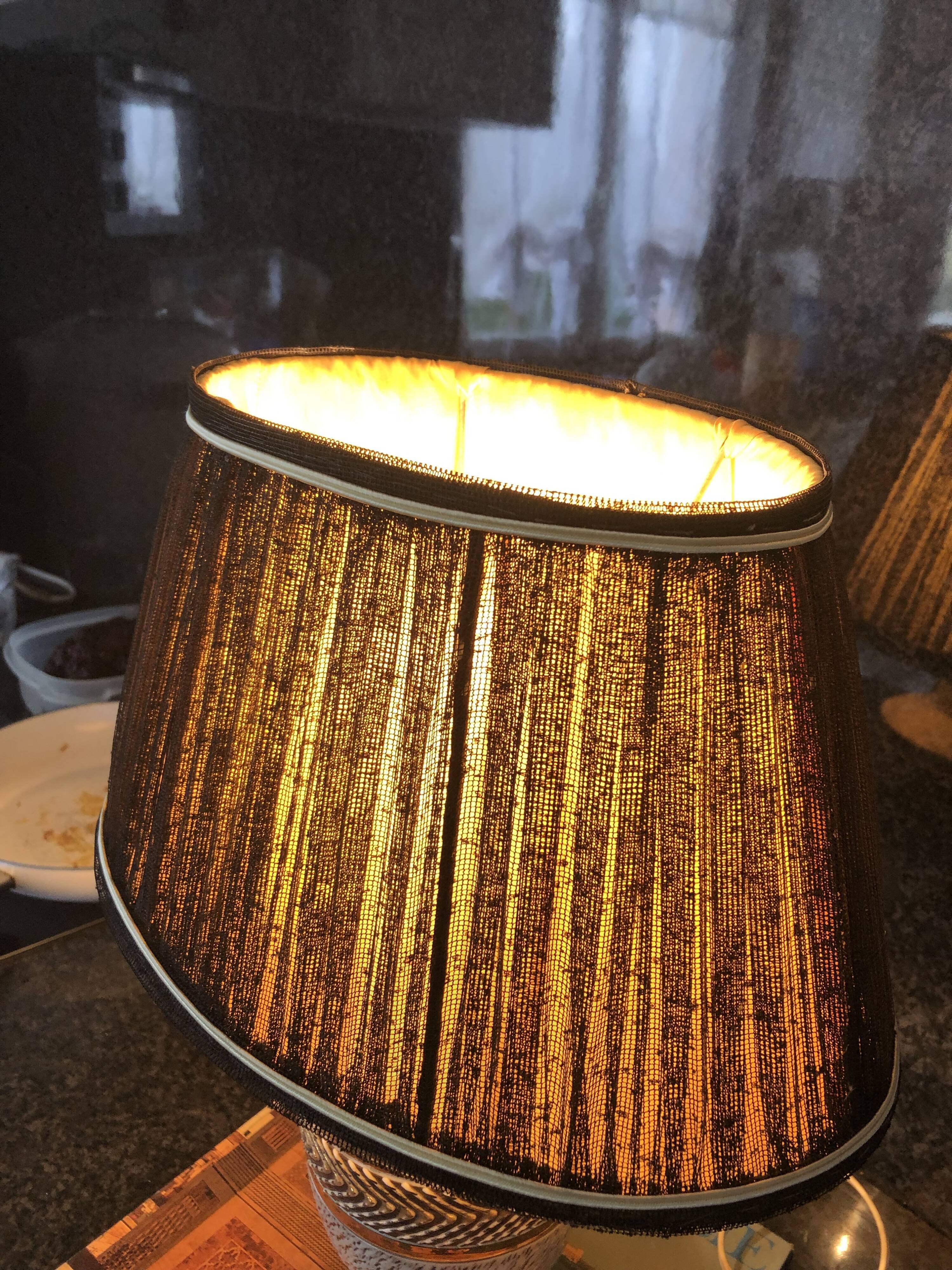 Oval day abat in black and mustard yellow fabric