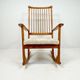 Mid-century rocking chair in pine and sheepskin by Yngve Ekström, Sweden.