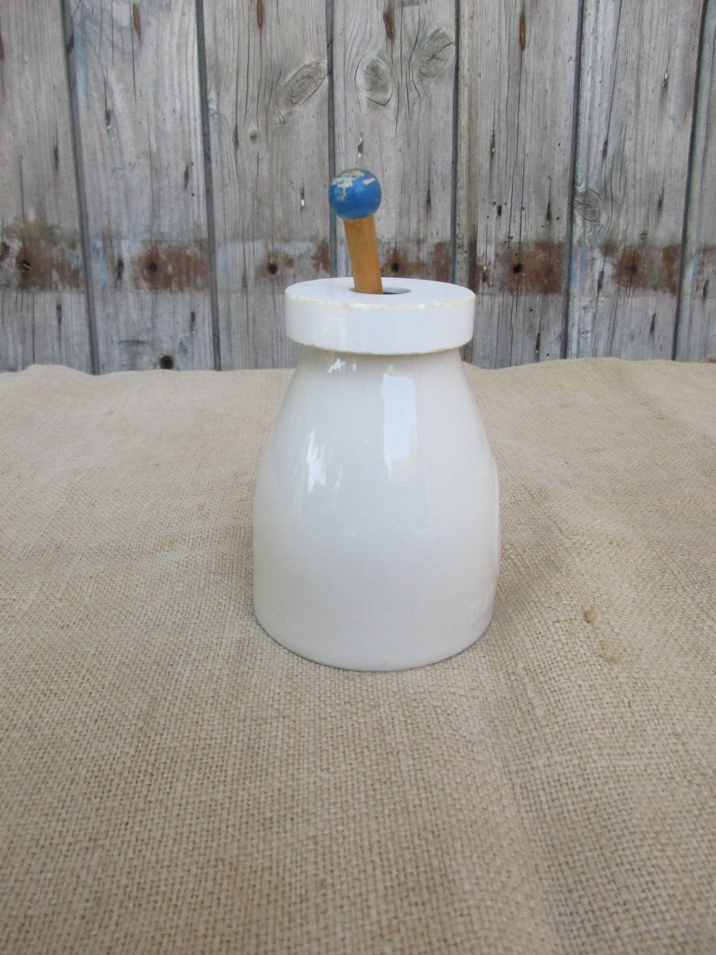 Old mustard pot in gres