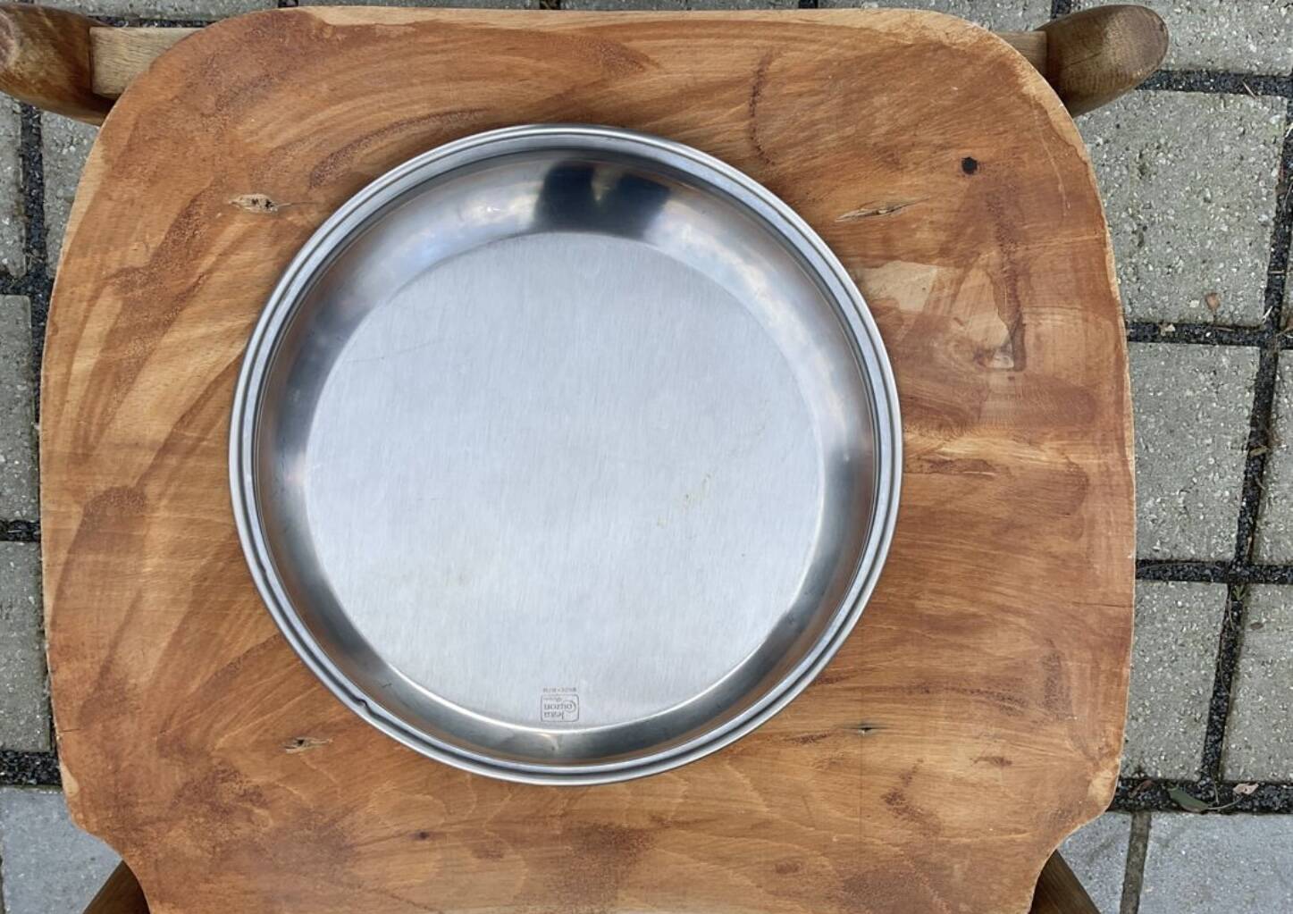 Table art round plate Jean COUZON silversmith 33 cm