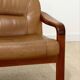 vintage camel leather and wood 2-seater sofa – 1970s