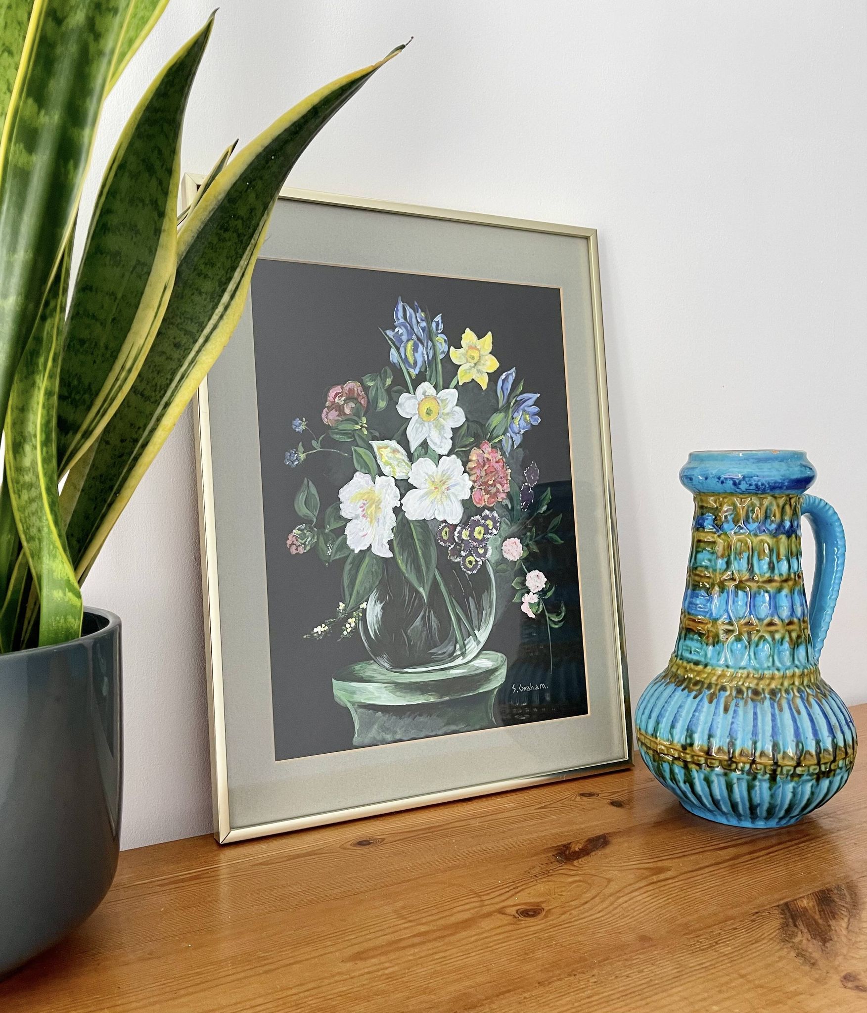 Vintage Still Life Painting of Flowers